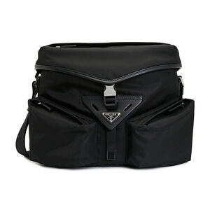 Prada Re Nylon Saffiano leather shoulder bag black